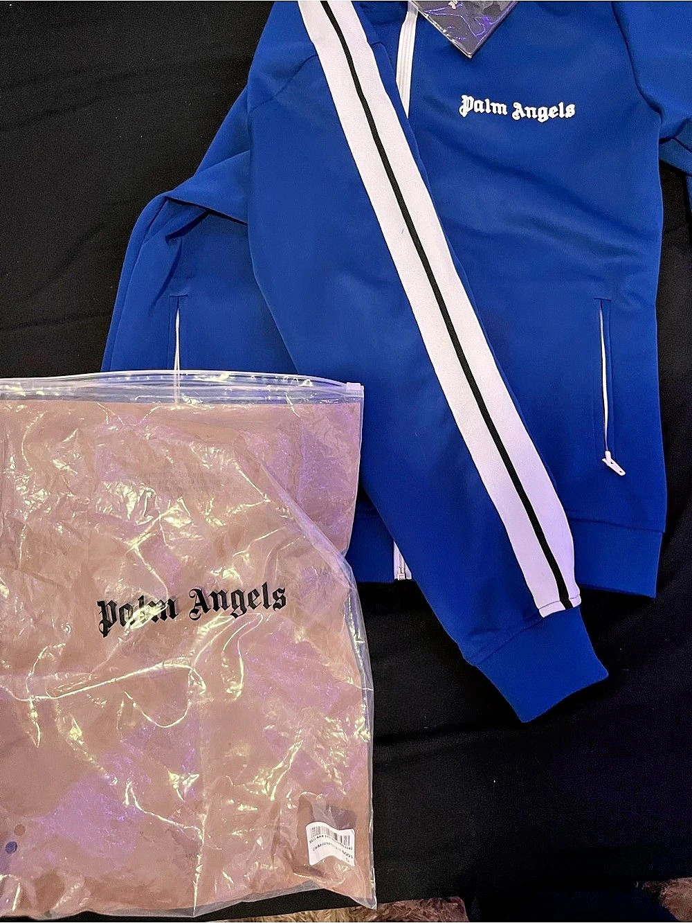 Palm Angels Classic Track Jacket & Track Pants Set Blue & White Large